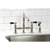 Duchess Two-Handle 4-Hole Deck Mount Bridge Kitchen Faucet with Brass Side Sprayer