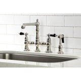 Duchess Two-Handle 4-Hole Deck Mount Bridge Kitchen Faucet with Brass Side Sprayer