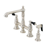 Duchess Two-Handle 4-Hole Deck Mount Bridge Kitchen Faucet with Brass Side Sprayer