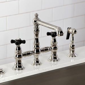 Duchess Two-Handle 4-Hole Deck Mount Bridge Kitchen Faucet with Brass Side Sprayer