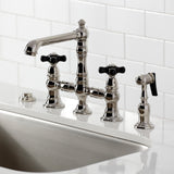 Duchess Two-Handle 4-Hole Deck Mount Bridge Kitchen Faucet with Brass Side Sprayer