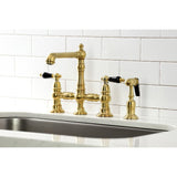 Duchess Two-Handle 4-Hole Deck Mount Bridge Kitchen Faucet with Brass Side Sprayer