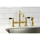 Duchess Two-Handle 4-Hole Deck Mount Bridge Kitchen Faucet with Brass Side Sprayer