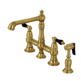 Duchess Two-Handle 4-Hole Deck Mount Bridge Kitchen Faucet with Brass Side Sprayer