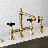 Duchess Two-Handle 4-Hole Deck Mount Bridge Kitchen Faucet with Brass Side Sprayer