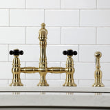 Duchess Two-Handle 4-Hole Deck Mount Bridge Kitchen Faucet with Brass Side Sprayer