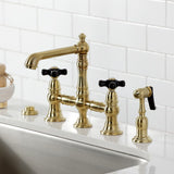 Duchess Two-Handle 4-Hole Deck Mount Bridge Kitchen Faucet with Brass Side Sprayer