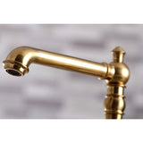 English Country Two-Handle 4-Hole Deck Mount Bridge Kitchen Faucet with Brass Side Sprayer