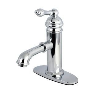 American Classic One-Handle 1-Hole Bathroom Faucet with Deck Plate and Brass Pop-Up Drain