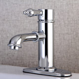 Paris One-Handle 1-Hole Bathroom Faucet with Deck Plate and Brass Pop-Up Drain