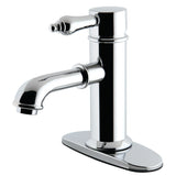 Paris One-Handle 1-Hole Bathroom Faucet with Deck Plate and Brass Pop-Up Drain