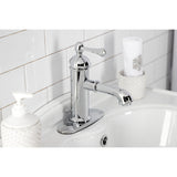 Paris One-Handle 1-Hole Bathroom Faucet with Deck Plate and Brass Pop-Up Drain