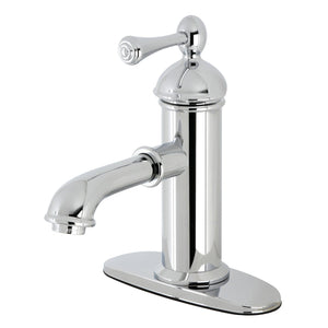 Paris One-Handle 1-Hole Bathroom Faucet with Deck Plate and Brass Pop-Up Drain