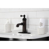 Paris One-Handle 1-Hole Bathroom Faucet with Deck Plate and Brass Pop-Up Drain