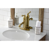 American Classic One-Handle 1-Hole Bathroom Faucet with Deck Plate and Brass Pop-Up Drain