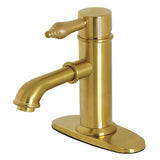 Paris One-Handle 1-Hole Bathroom Faucet with Deck Plate and Brass Pop-Up Drain