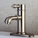 Paris One-Handle 1-Hole Bathroom Faucet with Deck Plate and Brass Pop-Up Drain