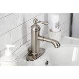 Paris One-Handle 1-Hole Bathroom Faucet with Deck Plate and Brass Pop-Up Drain