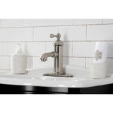 Paris One-Handle 1-Hole Bathroom Faucet with Deck Plate and Brass Pop-Up Drain