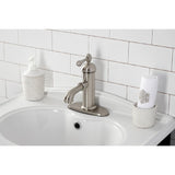 Paris One-Handle 1-Hole Bathroom Faucet with Deck Plate and Brass Pop-Up Drain