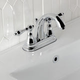 English Vintage Double-Handle 3-Hole Deck Mount 4-Inch Centerset Bathroom Faucet with Brass Pop-Up