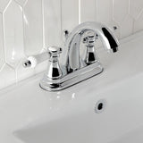 Bel-Air Double-Handle 3-Hole Deck Mount 4-Inch Centerset Bathroom Faucet with Brass Pop-Up