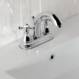 English Vintage Double-Handle 3-Hole Deck Mount 4-Inch Centerset Bathroom Faucet with Brass Pop-Up