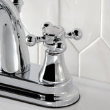 English Vintage Double-Handle 3-Hole Deck Mount 4-Inch Centerset Bathroom Faucet with Brass Pop-Up