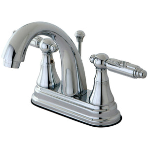 Georgian Double-Handle 3-Hole Deck Mount 4-Inch Centerset Bathroom Faucet with Brass Pop-Up