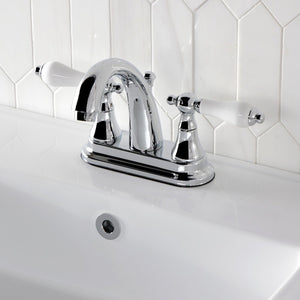 English Vintage Two-Handle 3-Hole Deck Mount 4" Centerset Bathroom Faucet with Brass Pop-Up