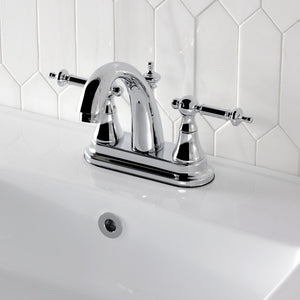 Templeton Two-Handle 3-Hole Deck Mount 4" Centerset Bathroom Faucet with Brass Pop-Up