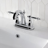 Templeton Double-Handle 3-Hole Deck Mount 4-Inch Centerset Bathroom Faucet with Brass Pop-Up