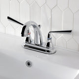 Silver Sage Double-Handle 3-Hole Deck Mount 4-Inch Centerset Bathroom Faucet with Brass Pop-Up