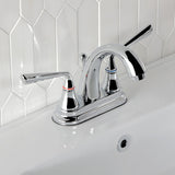 Silver Sage Double-Handle 3-Hole Deck Mount 4-Inch Centerset Bathroom Faucet with Brass Pop-Up