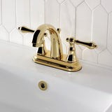 English Vintage Double-Handle 3-Hole Deck Mount 4-Inch Centerset Bathroom Faucet with Brass Pop-Up