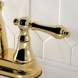 English Vintage Double-Handle 3-Hole Deck Mount 4-Inch Centerset Bathroom Faucet with Brass Pop-Up