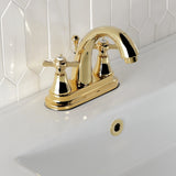 Essex Double-Handle 3-Hole Deck Mount 4-Inch Centerset Bathroom Faucet with Brass Pop-Up