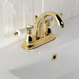 Bel-Air Double-Handle 3-Hole Deck Mount 4-Inch Centerset Bathroom Faucet with Brass Pop-Up