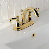 English Vintage Double-Handle 3-Hole Deck Mount 4-Inch Centerset Bathroom Faucet with Brass Pop-Up