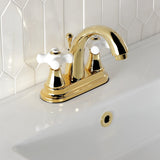 English Vintage Double-Handle 3-Hole Deck Mount 4-Inch Centerset Bathroom Faucet with Brass Pop-Up