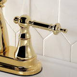 Templeton Double-Handle 3-Hole Deck Mount 4-Inch Centerset Bathroom Faucet with Brass Pop-Up