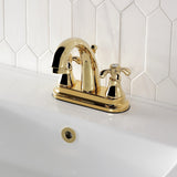 French Country Double-Handle 3-Hole Deck Mount 4-Inch Centerset Bathroom Faucet with Brass Pop-Up