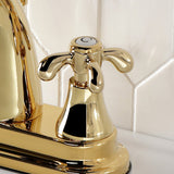 French Country Double-Handle 3-Hole Deck Mount 4-Inch Centerset Bathroom Faucet with Brass Pop-Up