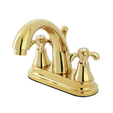 French Country Double-Handle 3-Hole Deck Mount 4-Inch Centerset Bathroom Faucet with Brass Pop-Up