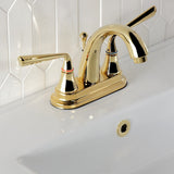 Silver Sage Double-Handle 3-Hole Deck Mount 4-Inch Centerset Bathroom Faucet with Brass Pop-Up