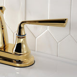 Silver Sage Double-Handle 3-Hole Deck Mount 4-Inch Centerset Bathroom Faucet with Brass Pop-Up