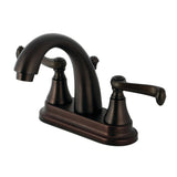 English Vintage Double-Handle 3-Hole Deck Mount 4-Inch Centerset Bathroom Faucet with Brass Pop-Up