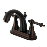 Templeton Double-Handle 3-Hole Deck Mount 4-Inch Centerset Bathroom Faucet with Brass Pop-Up