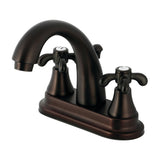 French Country Double-Handle 3-Hole Deck Mount 4-Inch Centerset Bathroom Faucet with Brass Pop-Up