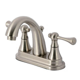 English Vintage Double-Handle 3-Hole Deck Mount 4-Inch Centerset Bathroom Faucet with Brass Pop-Up